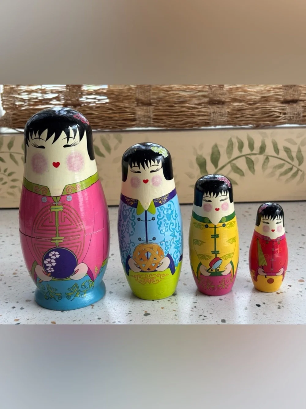 Pier 1 Hand-Painted‎ Wooden Chinese Nesting Dolls -